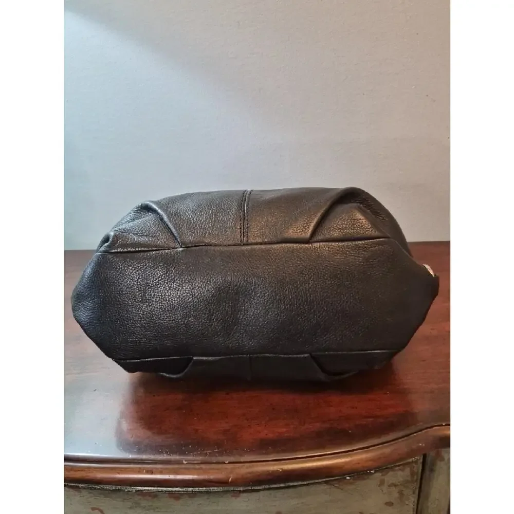 Coach F15064 Pebbled Black Leather Convertible Duffle Hobo Crossbody Bag
